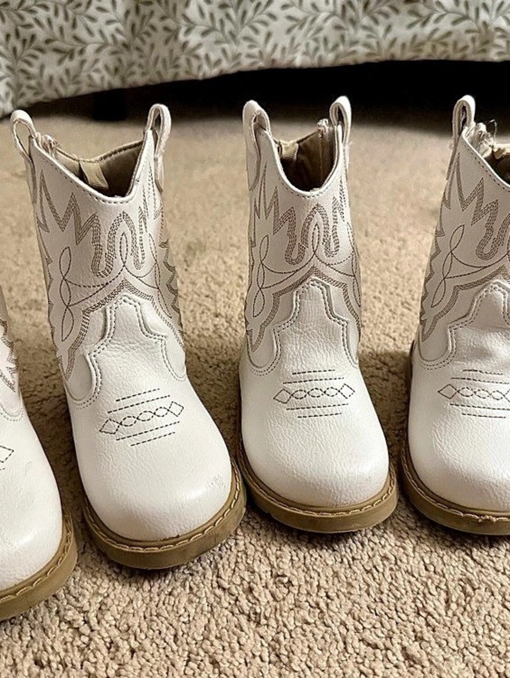 Adorable White Toddler Cowboy Boots, Size 5